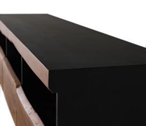 COMODA TV IMPHAL 180CM, REALIZATA DIN LEMN DE SALCAM, CULOARE NATUR/NEGRU, GINER Y COLOMER - Img 4