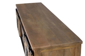 COMODA TV JUPITER 180CM, REALIZATA DIN LEMN DE MANGO SI METAL, CULOARE NATUR/NEGRU, GINER Y COLOMER - Img 4
