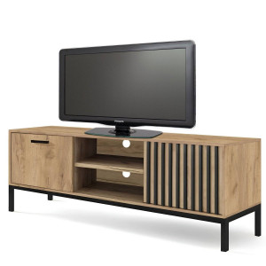 COMODA TV LAMINO RTV-1, 180X40 CM, STEJAR CRAFT/NEGRU, DIN POLIPROPILENA SI PAL LAMINAT, STIL MODERN - Img 2