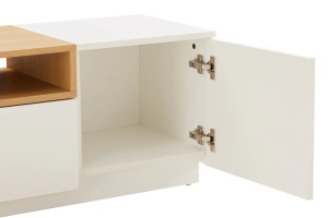 COMODA TV LOFT 160CM, REALIZATA DIN MDF SI FURNIR STEJAR, CULOARE ALB/ NATUR, ARTIM GROUP SELECTION - Img 2