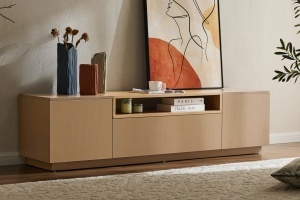 COMODA TV LOFT 160CM, REALIZATA DIN MDF SI FURNIR STEJAR, CULOARE GRI NATUR, ARTIM GROUP SELECTION
