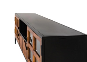COMODA TV NEWARK 180CM, REALIZATA DIN LEMN DE MANGO SI METAL, CULOARE NATUR/NEGRU, GINER Y COLOMER - Img 5