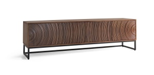 COMODA TV OCASO 170CM, REALIZATA DIN LEMN DE MANGO SI METAL, CULOARE NUC INCHIS, GINER Y COLOMER