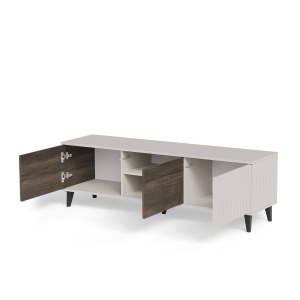 COMODA TV RANDOM 2 RTV-1, 150X47 CM, CASMIR/NUC/NEGRU, DIN MDF FURNIRUIT, POLIPROPILENA SI METAL, STIL MODERN - Img 4