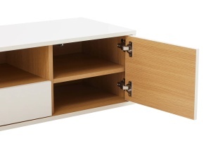 COMODA TV SUSPENDATA LOFT 150CM, REALIZATA DIN MDF SI FURNIR STEJAR, CULOARE ALB, ARTIM GROUP SELECTION - Img 6