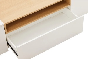COMODA TV SUSPENDATA LOFT 160CM, REALIZATA DIN MDF SI FURNIR STEJAR, CULOARE ALB/NATUR, ARTIM GROUP SELECTION - Img 7