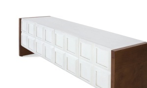 COMODA TV VIREN 170CM, REALIZATA DIN LEMN DE MANGO SI METAL, CULOARE ALB/NUC, GINER Y COLOMER - Img 4