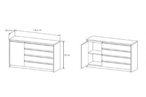 COMODA XELO 1D4S 136 ALB/STEJAR AURIU DESIGN SCANDINAV LSK - Img 2