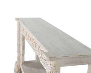 CONSOLA BHOPAL 180CM, REALIZATA DIN LEMN DE MANGO, REALIZATA MANUAL, CULOARE ALB ANTICHIZAT, GINER Y COLOMER - Img 7