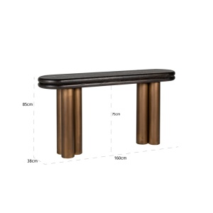 CONSOLA MACARON NEGRU RUSTIC, 7710, CONFECTIONATA DIN METAL SI LEMN DE STEJAR, STIL MODERN - Img 3