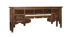 CONSOLA SPOLETO 220CM, REALIZATA DIN LEMN DE TEC, CULOARE MARO, GINER Y COLOMER