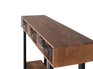 CONSOLA TROPICANA 120CM, REALIZATA DIN LEMN DE SALCAM SI METAL, CULOARE NATUR/NEGRU, GINER Y COLOMER - Img 4