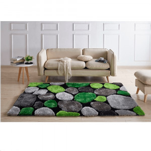 Covor 140x200 cm, verde/gri/negru, PEBBLE TYP 1, 0000201380 - Img 3