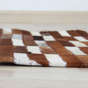 Covor de lux din piele, maro/alb, patchwork, 201x300, Piele de vită Tip 5, 0000188857 - Img 3