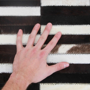 Covor de lux din piele, maro/negru/alb, patchwork, 171x240, PIELE DE VITĂ TIP 6, 0000188855 - Img 4