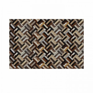Covor de lux din piele, maro/negru/bej, patchwork, 170x240 , PIELE DE VITĂ TIP 2, 0000188840 - Img 4