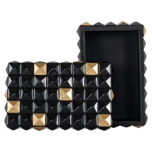 CUTIE DE DPOZITARE VELICIA JB-0095, NEGRU/AURIU, CONFECTIONATA DIN MDF, ALAMA SI RASINA, RICHMOND INTERIOR - Img 3