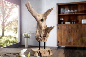 DECORATIUNE, FLAME 30/40CM, DIN LEMN MASIV DE TEC, STIL RUSTIC - Img 3