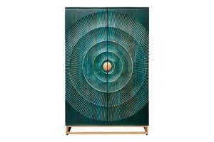 DULAP BAR LIVING, GOLDEN SUNSET 140CM, REALIZAT DIN LEMN DE MANGO 3D SI METAL, REALIZAT MANUAL, CULOARE TURCOAZ, ARTIM GROUP SELECTION - Img 3