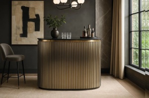 DULAP BAR LIVING SAMBHAL 145CM, REALIZAT DIN LEMN DE MANGO SI BLAT DIN MARMURA, CULOARE BRONZ/NEGRU, GINER Y COLOMER