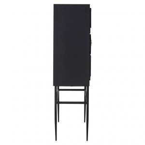 DULAP/BUFET MENDOZA, 150 CM, 7855, NEGRU/BEJ, DIN LEMN MASIV DE MANGO SI METAL, STIL VINTAGE - Img 4