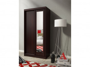 DULAP DORMITOR CU OGLINDA ALASKA 100 STEJAR CIOCOLATIU DESIGN MODERN PSK - Img 1