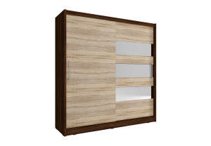 DULAP DORMITOR MAJA III 200 STEJAR SONOMA + CIOCOLATIU DESIGN MODERN PSK