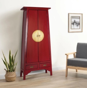 DULAP ELEGANT DARA 83CM, REALIZAT DIN LEMN DE MANGO, CULOARE ROSU SI AURIU, GINER Y COLOMER - Img 2
