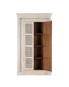 DULAP LIVING 190CM, LEMN DE MANGO, ALB ANTICHIZAT, GINER Y COLOMER - Img 3
