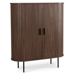 DULAP LIVING, ARTIM MEBLE, CU 2 USI GLISANTE, REALIZAT DIN MDF SI METAL, CULOARE NUC, STIL MODERN