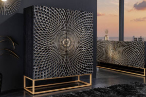 DULAP LIVING, ILLUSION 120CM, LEMN DE MANGO SI METAL, NEGRU/AURIU, ARTIM GROUP SELECTION