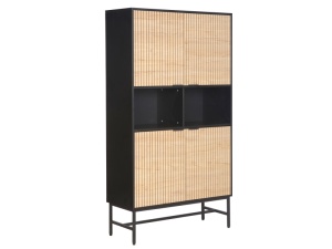 DULAP MAGO R1, STEJAR/NEGRU MAT, DIN PAL LAMINAT SI METAL, STIL MODERN