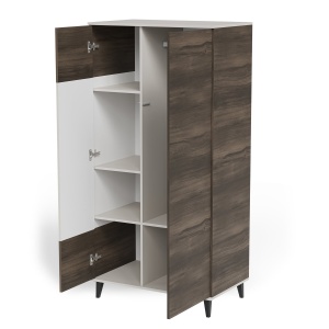 DULAP RANDOM 2 S-1, 182X90 CM, CASMIR/NUC/NEGRU, DIN MDF FURNIRUIT, POLIPROPILENA SI METAL, STIL MODERN - Img 2