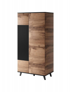 DULAP RANDOM S-1, 182X90 CM, STEJAR WOTAN/NEGRU, DIN MDF FURNIRUIT, POLIPROPILENA SI METAL, STIL MODERN - Img 5