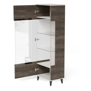 DULAP/VITRINA RANDOM 2 W-1, 182X60 CM, CASMIR/NUC/NEGRU, DIN MDF FURNIRUIT, STICLA, POLIPROPILENA SI METAL, STIL MODERN - Img 4
