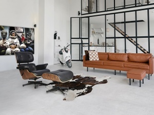 EAMES, FORMAT DIN FOTOLIU+ TABURET, PIELE, FURNIR CURBAT SI METAL, DESIGN MODERN, SCHULLER - Img 2