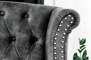 FOTOLIU CHESTERFIELD 105CM, CATIFEA GRI, ASPECT ANTICHIZAT - Img 4