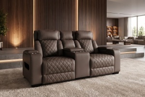 FOTOLIU CINEMA 2 LOCURI HOLLYWOOD, REGLABIL ELECTRIC, REALIZAT DIN PIELE ECO, CULOARE MARO, INVICTA INTERIOR - Img 11