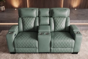 FOTOLIU CINEMA 2 LOCURI HOLLYWOOD, REGLABIL ELECTRIC, REALIZAT DIN PIELE ECO, CULOARE VERDE SALVIE, INVICTA INTERIOR - Img 12