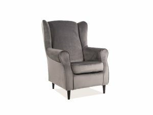 FOTOLIU CONFORTABIL BARON, GRI BLUVEL 14/WENGE, TAPITERIE DIN CATIFEA SI PICIOARE DIN LEMN
