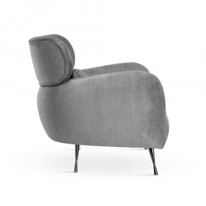 FOTOLIU CONFORTABIL BUENO, GRI/NEGRU, TAPITERIE DIN CATIFEA SI PICIOARE DIN METAL, STIL MODERN - Img 3
