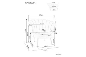 FOTOLIU CONFORTABIL CAMELLIA 1, GRI BLUVEL 14/AURIU, TAPITERIE DIN CATIFEA SI PICIOARE DIN METAL - Img 6