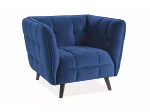 FOTOLIU CONFORTABIL CASTELLO 1, ALBASTRU BLUVEL 86/WENGE, TAPITERIE DIN CATIFEA SI PICIOARE DIN LEMN