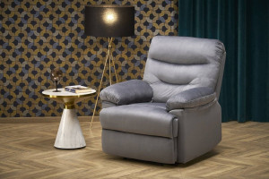 FOTOLIU CONFORTABIL DRAGER, GRI, TAPITERIE DIN CATIFEA, CU FUNCTIE DE RABATARE, STIL MODERN - Img 3