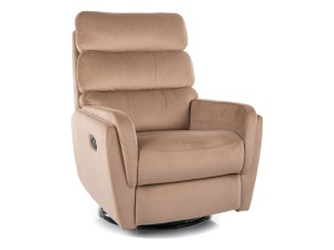 FOTOLIU CONFORTABIL RECLINER SI FUNCTIE DE PIVOTARE, ARGOS BEJ, BLUVEL 28, TAPITERIE DIN CATIFEA, STIL MODERN