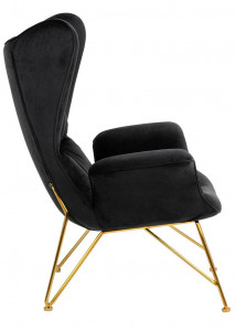FOTOLIU CONFORTABIL SHRIMP, NEGRU/AURIU, DIN CATIFEA SI METAL, STIL MODERN - Img 4