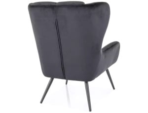 FOTOLIU CONFORTABIL STIL LOUIS VELVET, NEGRU BLUVEL19, TAPITERIE DIN CATIFEA SI PICIOARE DIN METAL, STIL MODERN - Img 2