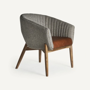 FOTOLIU DEOSEBIT NEIVE, DIN LEMN DE FRASIN, POLIESTER SI PIELE, DESIGN VINTAGE, VICAL HOME - Img 2