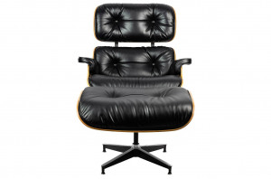 FOTOLIU EXCLUSIVIST CU TABURET, LOUNGE HM SOFT PREMIUM, NEGRU, PIELE NATURALA SI LEMN DE NUC, STIL MODERN - Img 5