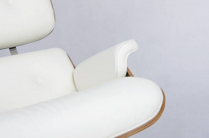 FOTOLIU EXCLUSIVIST CU TABURET, LOUNGE VA PREMIUM SZEROKI, ALB/NUC/CROM, PIELE NATURALA SI LEMN DE NUC, STIL MODERN - Img 4